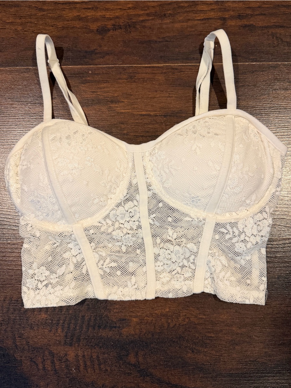 Bozzolo Ivory/White Lace Bandeau Bustier Crop Top